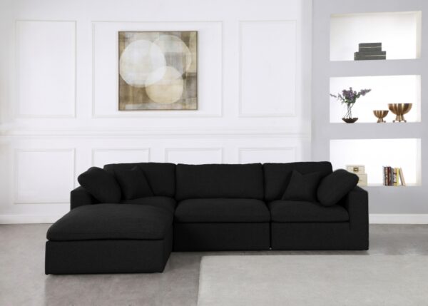 Serene 119" Linen Textured Fabric Upholstered Deluxe Comfort 4pc. Modular Sectional