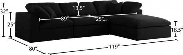 Serene 119" Linen Textured Fabric Upholstered Deluxe Comfort 4pc. Modular Sectional