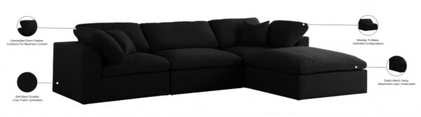 Serene 119" Linen Textured Fabric Upholstered Deluxe Comfort 4pc. Modular Sectional