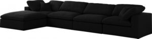 Serene 158" Linen Textured Fabric Upholstered Deluxe Comfort 5pc. Modular Sectional