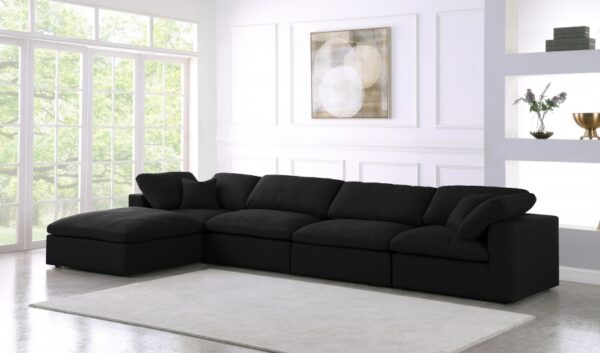 Serene 158" Linen Textured Fabric Upholstered Deluxe Comfort 5pc. Modular Sectional