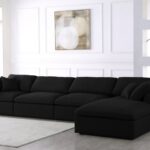 Serene 158" Linen Textured Fabric Upholstered Deluxe Comfort 5pc. Modular Sectional