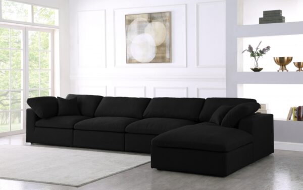 Serene 158" Linen Textured Fabric Upholstered Deluxe Comfort 5pc. Modular Sectional