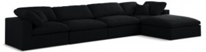 Serene 158" Linen Textured Fabric Upholstered Deluxe Comfort 5pc. Modular Sectional