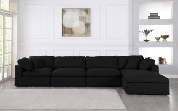 Serene 158" Linen Textured Fabric Upholstered Deluxe Comfort 5pc. Modular Sectional