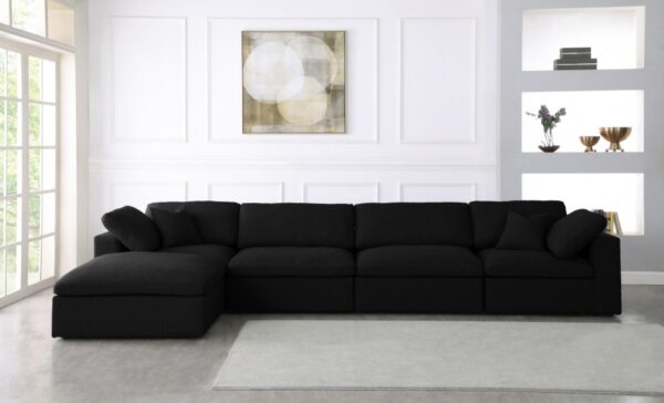 Serene 158" Linen Textured Fabric Upholstered Deluxe Comfort 5pc. Modular Sectional