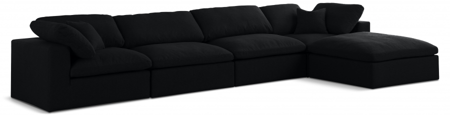 Serene 158" Linen Textured Fabric Upholstered Deluxe Comfort 5pc. Modular Sectional