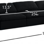 Serene 158" Linen Textured Fabric Upholstered Deluxe Comfort 5pc. Modular Sectional