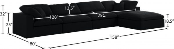 Serene 158" Linen Textured Fabric Upholstered Deluxe Comfort 5pc. Modular Sectional
