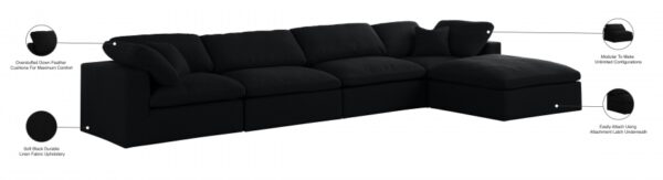 Serene 158" Linen Textured Fabric Upholstered Deluxe Comfort 5pc. Modular Sectional