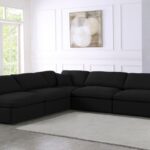 Serene 118" Linen Textured Fabric Upholstered Deluxe Comfort 5pc. Modular Sectional