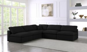 Serene 118" Linen Textured Fabric Upholstered Deluxe Comfort 5pc. Modular Sectional