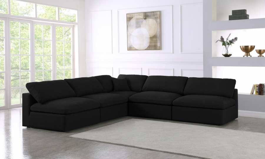 Serene 118" Linen Textured Fabric Upholstered Deluxe Comfort 5pc. Modular Sectional