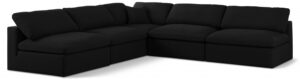 Serene 118" Linen Textured Fabric Upholstered Deluxe Comfort 5pc. Modular Sectional