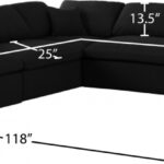 Serene 118" Linen Textured Fabric Upholstered Deluxe Comfort 5pc. Modular Sectional