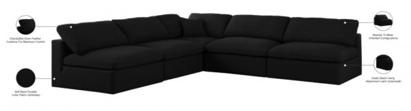 Serene 118" Linen Textured Fabric Upholstered Deluxe Comfort 5pc. Modular Sectional