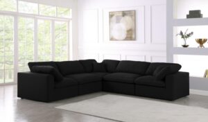 Serene 119" Linen Textured Fabric Upholstered Deluxe Comfort 5pc. Modular Sectional