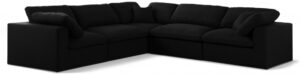 Serene 119" Linen Textured Fabric Upholstered Deluxe Comfort 5pc. Modular Sectional