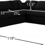 Serene 119" Linen Textured Fabric Upholstered Deluxe Comfort 5pc. Modular Sectional