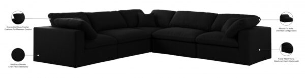 Serene 119" Linen Textured Fabric Upholstered Deluxe Comfort 5pc. Modular Sectional