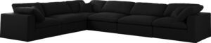 Serene 158" Linen Textured Fabric Upholstered Deluxe Comfort 6pc. Modular Sectional