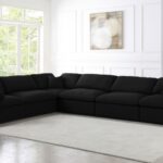 Serene 158" Linen Textured Fabric Upholstered Deluxe Comfort 6pc. Modular Sectional