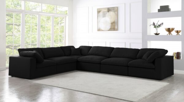 Serene 158" Linen Textured Fabric Upholstered Deluxe Comfort 6pc. Modular Sectional