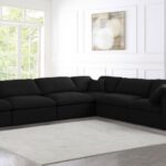 Serene 158" Linen Textured Fabric Upholstered Deluxe Comfort 6pc. Modular Sectional