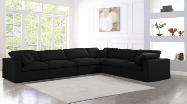Serene 158" Linen Textured Fabric Upholstered Deluxe Comfort 6pc. Modular Sectional