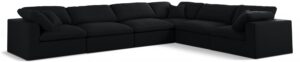 Serene 158" Linen Textured Fabric Upholstered Deluxe Comfort 6pc. Modular Sectional