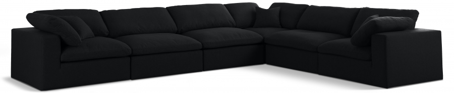Serene 158" Linen Textured Fabric Upholstered Deluxe Comfort 6pc. Modular Sectional