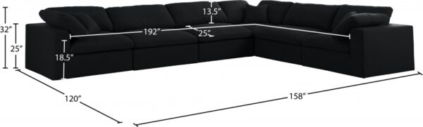 Serene 158" Linen Textured Fabric Upholstered Deluxe Comfort 6pc. Modular Sectional