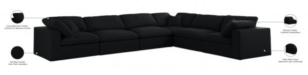 Serene 158" Linen Textured Fabric Upholstered Deluxe Comfort 6pc. Modular Sectional