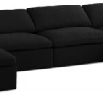 Serene 158" Linen Textured Fabric Upholstered Deluxe Comfort 6pc. Modular Sectional
