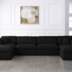 Serene 158" Linen Textured Fabric Upholstered Deluxe Comfort 6pc. Modular Sectional
