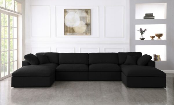 Serene 158" Linen Textured Fabric Upholstered Deluxe Comfort 6pc. Modular Sectional