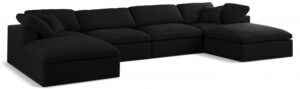 Serene 158" Linen Textured Fabric Upholstered Deluxe Comfort 6pc. Modular Sectional