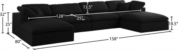 Serene 158" Linen Textured Fabric Upholstered Deluxe Comfort 6pc. Modular Sectional