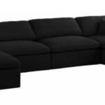Serene 158" Linen Textured Fabric Upholstered Deluxe Comfort 6pc. Modular Sectional