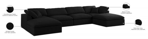 Serene 158" Linen Textured Fabric Upholstered Deluxe Comfort 6pc. Modular Sectional