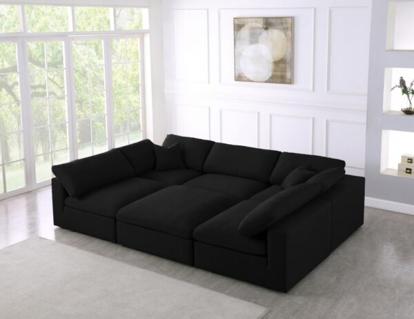 Serene 119" Linen Textured Fabric Upholstered Deluxe Comfort 6pc. Modular Sectional