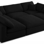 Serene 119" Linen Textured Fabric Upholstered Deluxe Comfort 6pc. Modular Sectional