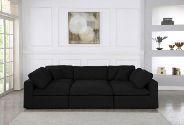 Serene 119" Linen Textured Fabric Upholstered Deluxe Comfort 6pc. Modular Sectional