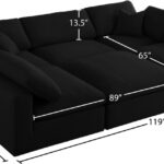 Serene 119" Linen Textured Fabric Upholstered Deluxe Comfort 6pc. Modular Sectional