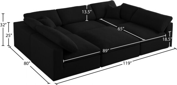 Serene 119" Linen Textured Fabric Upholstered Deluxe Comfort 6pc. Modular Sectional