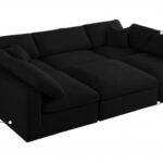 Serene 119" Linen Textured Fabric Upholstered Deluxe Comfort 6pc. Modular Sectional