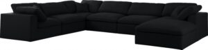 Serene 158" Linen Textured Fabric Upholstered Deluxe Comfort 7pc. Modular Sectional