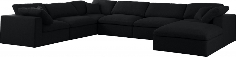 Serene 158" Linen Textured Fabric Upholstered Deluxe Comfort 7pc. Modular Sectional
