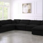Serene 158" Linen Textured Fabric Upholstered Deluxe Comfort 7pc. Modular Sectional