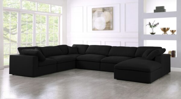 Serene 158" Linen Textured Fabric Upholstered Deluxe Comfort 7pc. Modular Sectional